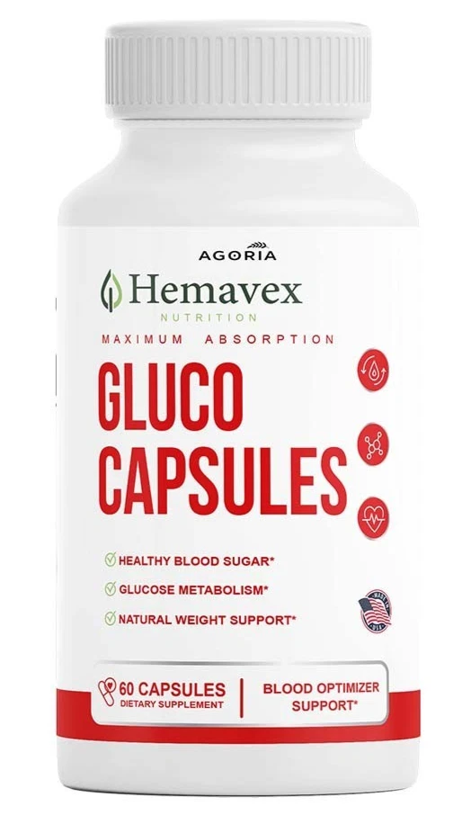 [4D2B64E7] (1 Pack) Hemavex Gluco Capsules, Blood Support Maximum Absorption Pills