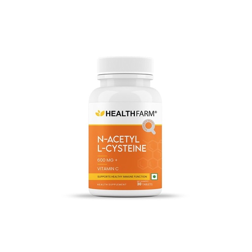 [BRSRGGI7BMHQOCD7] Healthfarm N-Acetyl L-Cysteine (NAC) + Vitamin C | Antioxidant & Detox Support, Immune Health Supplement | 60 Tablets