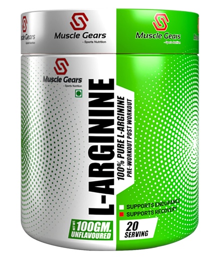 [BRSRMEA6OEBRMCQZ] Muscle Gears L-Arginine Powder 5000mg | Nitric Oxide Booster | Muscle Pump, Blood Flow & Endurance | Pre Workout Performance | Fast Recovery | Unflavoured | 20 Servings | 100g
