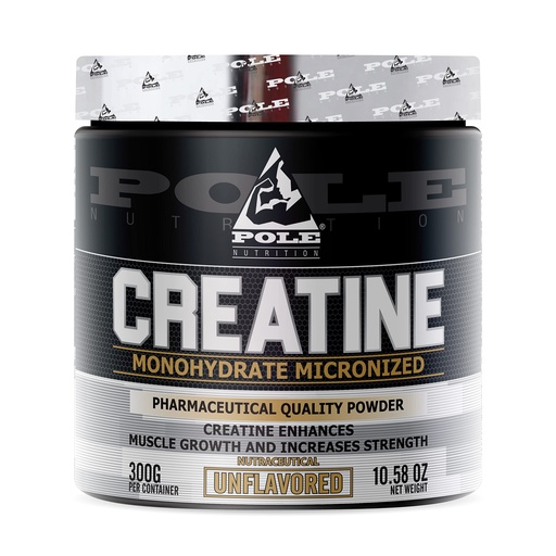 [BRSRMCQBOJ5GCE3A] Pole Nutrition Creatine Monohydrate - Micronized Pharmaceutical Quality Powder | Unflavored 300g | Enhance Strength, Power, and Muscle Performance