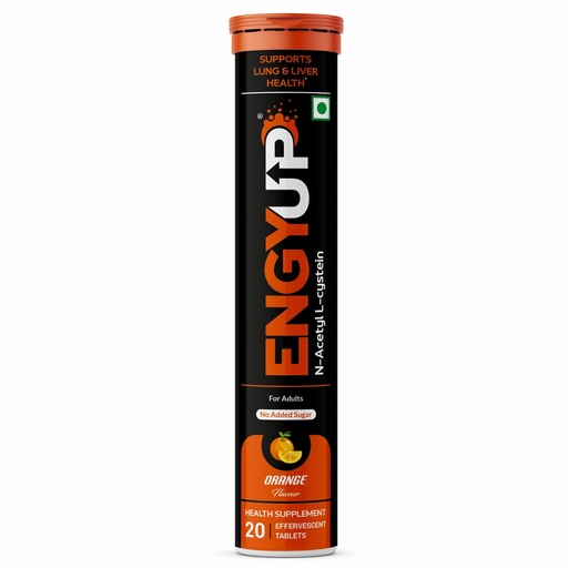 [BRSROZQPDMNRSETD] ENGYUP N-Acetylcysteine (NAC) Supplement 600mg | Respiratory & Lung Health Antioxidant | Healthy Liver | Skin Care | 20 Effervescent Tablets | Orange Flavor (Pack of 1)