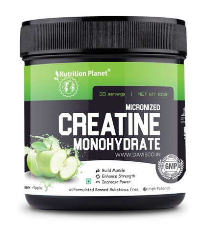 [BRSRAAYOBYCQAYL7] Nutrition Planet Micronized Creatine Monohydrate (Green Apple, 100g / 0.22 Lb, 33 Servings)
