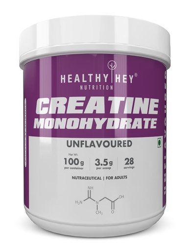 [BRSRMH3QCAFQ2CQY] HealthyHey Nutrition Creatine Monohydrate for Muscle Building & Performance - 28 Servings (Unflavoured, 100g)