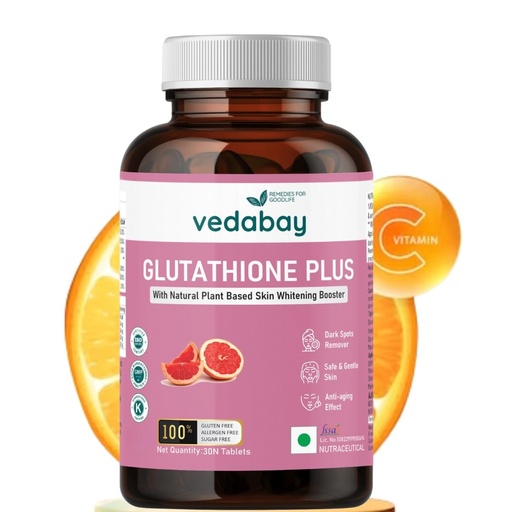 [BRSROHQQPMPWAFA6] Glutathione Plus Tablets with Vitamin C, Biotin & Citrus Extract | Antioxidant Supplement for Skin Health & Overall Wellness Support | 100% Plant-Based | 30 Tablets for Men & Women