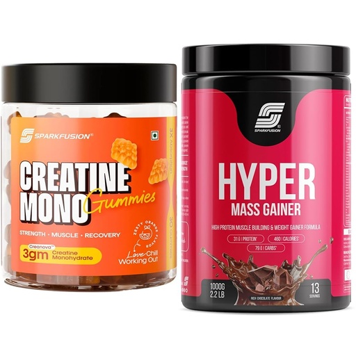 [BRSRGCYZPIBGCAA7] Sparkfusion Creatine Mono Gummies Lab-Tested Creanova® | 30 Gummies | 3g Creatine Monohydrate per Serving | Faster Absorption | No Bloating | Muscle, Strength & Recovery | Orange Flavour