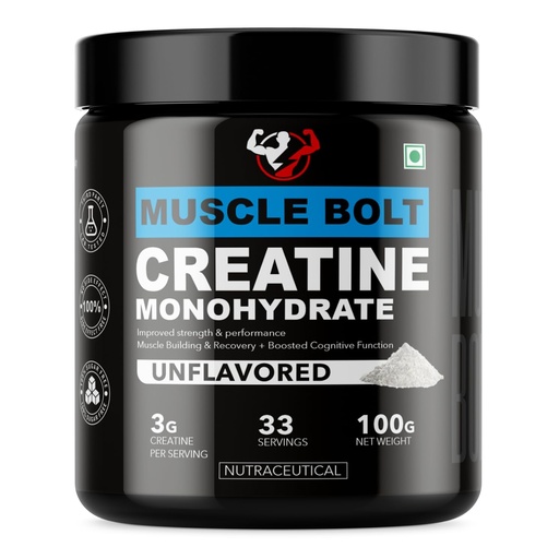 [BRSRACD3BFYR4HLJ] Creatine Monohydrate Powder (Unflavoured 100 Gram, 33 Serving) 3g of 100% Creatine Monohydrate per serving, Enhanced Muscle Strength & Power (100gm)