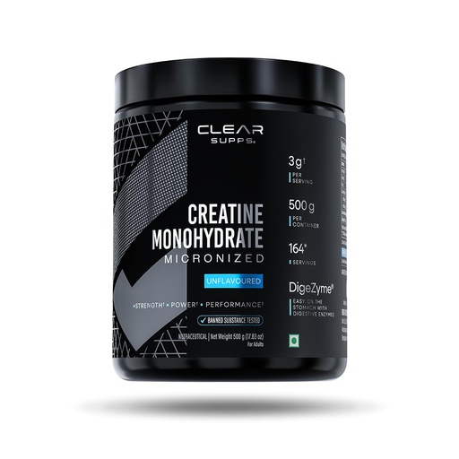 [BRSRY2Q2CMHQME37] Creatine Monohydrate Micronized with added DigeZyme® | Easy to digest | No Bloat | Unflavoured | Banned Substance free | Supports Strength, Power, ATP & Muscle Performance (500 GM)