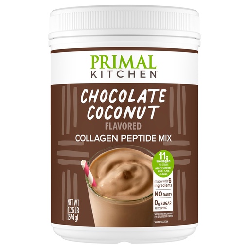 [BRSWGCYKCEAQOADG] Primal Kitchen Chocolate Collagen Fuel® Drink Mix, Chocolate Coconut Collagen Peptides, No Dairy or Artificial Sweeteners, 20 Ounces