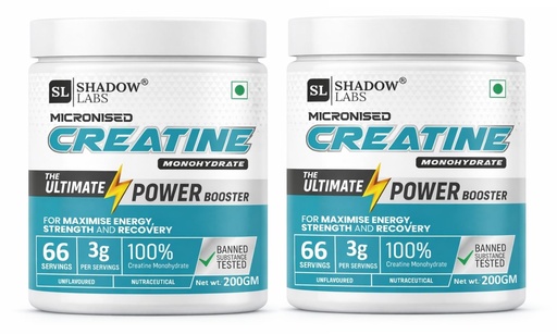 [BRSRYGAYBZ7AYCT4] Shadowlabs Creatine Monohydrate Powder 200g Pack of 2