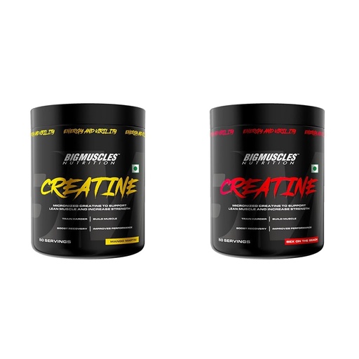 [BRSREZTRBAIAGHI7] Bigmuscles Nutrition Creatine, 155g, 50 Servings, Mango Martini & Sex On The Beach, Micronized, Muscle Recovery