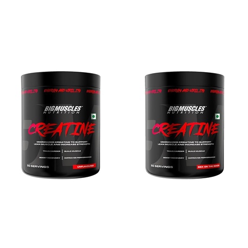 [BRSREZTRCEIWKYD3] Bigmuscles Nutrition Creatine 155G Powder (50 Servings) Unflavoured|Micronized Monohydrate|Muscle Repair & Strength & Creatine 155G (50 Servings) Sex On The Beach|Micronized Monohydrate Combo