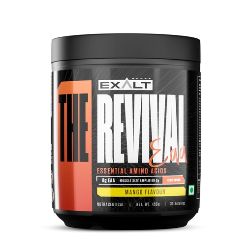 [BRSROCY5AEPAIYLK] The Revival Essential Amino Acids (EAA) | 450 gm | 30 Servings | 6000mg EAA | Zero Added Sugar | Muscle Recovery | Increased Endurance (Mango)