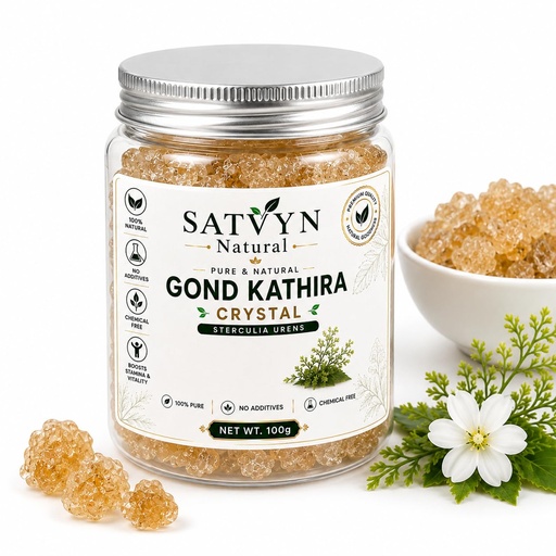 [BRSRYZALCJ5WG3QZ] Satvyn Natural Gond Kathira Crystal, Pure & Natural, Sterculia Urens, No Additives, Chemical Free, 100g