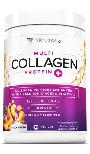 [BRSWYGI2BBYBE2Y2] Multi Collagen Peptides Powder for Women - Hydrolyzed Flavored Collagen Powder for Women with Types I II III V & X Vitamin C & Hyaluronic Acid for Hair Skin and Nails (Peach Mango) - 30 Servings