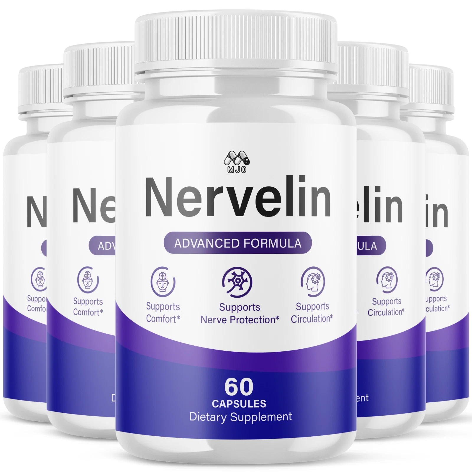[DC3F2B94] (5 Pack) Nervelin Advanced Nerve Support Strength Formula Nerve Lin 300 Capsules