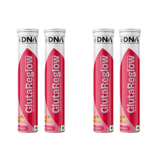 [BRSRGAYBBUIAGDLK] GlutaReglow 500 mg L-Glutathione Reduced with NAC, Astaxanthin, Hyaluronic Acid, Vitamins C B3 B6, 60 Effervescent Tablets (Pack of 4)