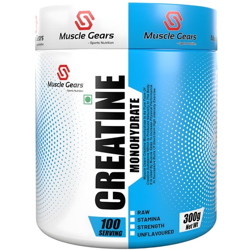[BRSWYAAQCMNAYAI7] Muscle Gears Creatine Monohydrate Powder | Pure Micronized Creatine | Muscle Strength, Power & Endurance | Stamina & Recovery | Fast Absorption | Unflavoured | 100 Servings | 300g