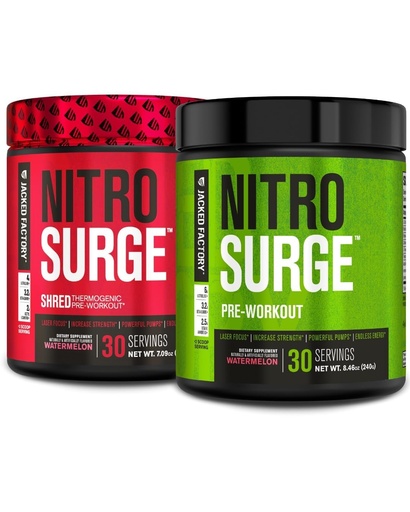 [BRSRMAQQCAMWK3LA] Jacked Factory Nitrosurge Shred Thermogenic Pre-Workout in Watermelon & Watermelon Nitrosurge Pre-Workout for Men & Women