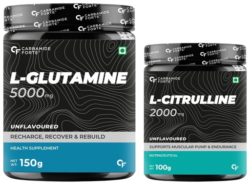 [BRSRAZYRCMNWKC3X] Carbamide Forte L Glutamine Powder 5000mg - Unflavoured - 30 SERVINGS - 150g & L Citrulline Powder 2000mg - Unflavoured - 50 SERVINGS - 100g