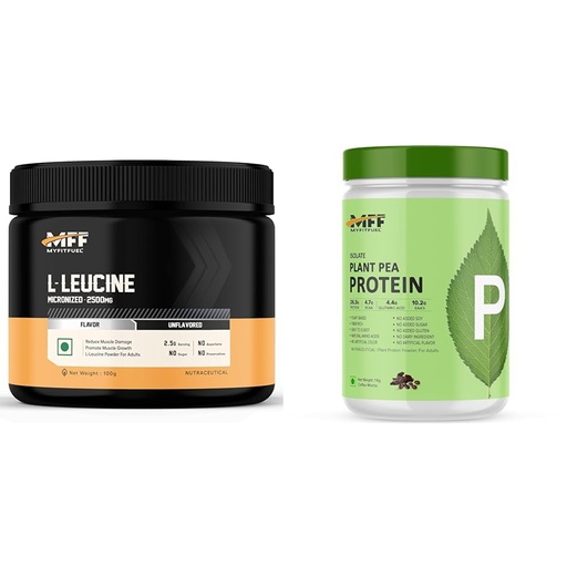 [BRSRYYACOUBAYHIZ] MyFitFuel L-Leucine (.22 lbs) 100 gm (Unflavored) | MyFitFuel Clean Plant Pea Protein Isolate (26.3g Protein, 4.7g BCAA, 10.2g EAA) |Easy to Digest |