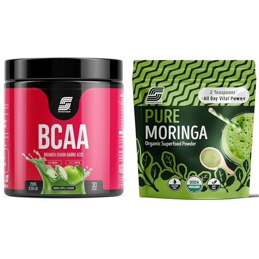 [BRSRYYACOEIBG337] Sparkfusion BCAA Pure-Amino -250 gm (30 Servings) With Complete Ratio of 2:1:1 for Recovery & Perf | Sparkfusion 100% Organic Moringa Powder | 200g | Ayurvedic Superfood | Power House Of Natural Mult