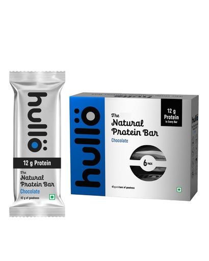 [BRSRGAI2OB7G22D7] Hullo The Natural Protein Bar | High Fiber & Rich in Omega 3, 6, and 9 | Healthy Snack for Gym, Office & Travel | Dairy Free, Soy Free & Non Ultra Processed (Pack of 6, Chocolate)