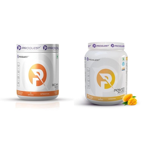 [BRSRYYACPMCRU3L5] Proquest Nutrition BCAA 5000, 5g BCAAs in 2:1:1 Optimal Ratio (240g, 30 Servings) Orange Oasis Fla | ProQuest Nutrition Mass Gainer (Mango Flavour, 2Lbs / 907g, 6 Servings) | High Calorie Bulking Sup
