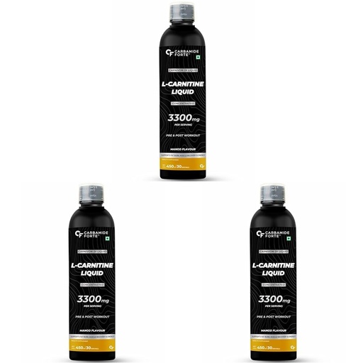 [BRSRAFQ5CR7BY2T6] Carbamide Forte L Carnitine Liquid 3300mg Per Serving with Added Vitamins - Mango Flavour - 30 Servings - 450ml (Pack of 3 count)