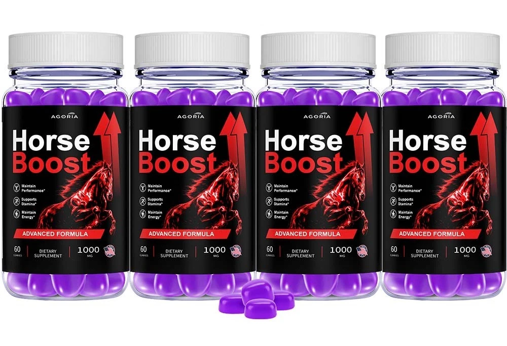 [FF5F6842] (4 Pack) Horse Boost Gums Male Health Support Formula HorseBoost 240 Gummies