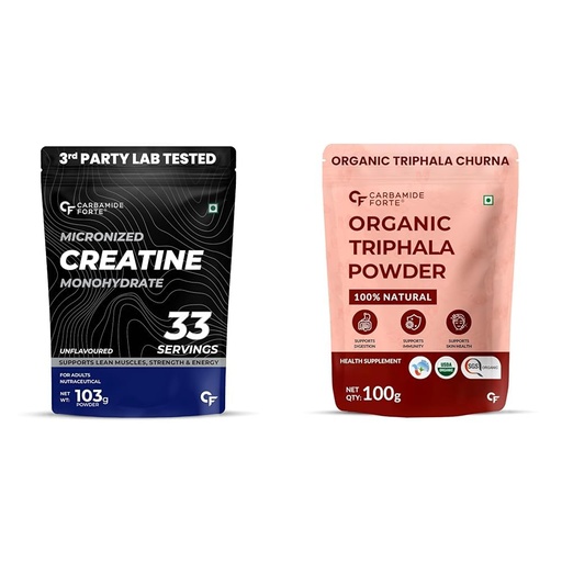 [BRSREAQ6CUMWCC3V] Carbamide Forte Creatine Mono hydrate Powder Unflavoured - 103g & Triphala Churna Powder 100% Organic 100g