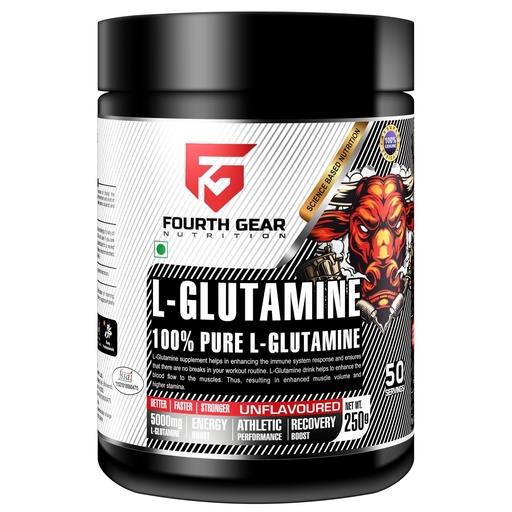 [BRSREAQOPJ7WOD37] L-Glutamine 100% Pure Micronized | 5000mg per Serving | Unflavoured Muscle Recovery, Energy & Performance Supplement | 250g (50 Servings) | Vegetarian