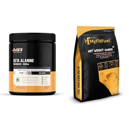 [BRSRYYADDIIR6EI6] Beta Alanine (200 gm) Unflavoured | MyFitFuel MFF Weight Gainer 2 kg (4.4 lbs) Double Rich Chocolate