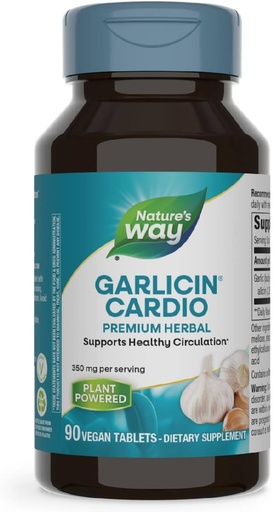 [BRSWIYQYCYDGI3T6] Nature’s Way Garlicin Cardio Premium Herbal Healthy Circulation Support* 350 mg per Serving 90 Tablets