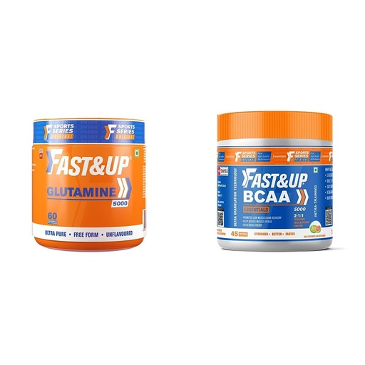 [BRSROFQNOQNBGHL6] Fast&Up Glutamine (Unflavoured, 2 Month Supply) L-Glutamine For Muscle Building & Performance (300g powder) & Fast&Up BCAA Basic (45 Servings, Watermelon Flavour)