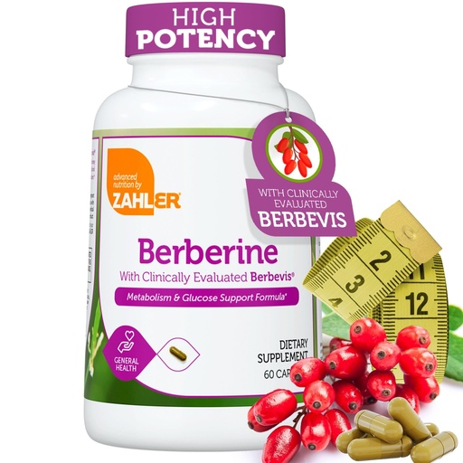 [BRSRAGTQBV4GYAL3] Zahler Berberine - Supports Healthy Metabolism for Busy Adults - Herbal Supplement for Heart Health Support - Easy-to-Swallow Capsules - Kosher, Non-GMO & Gluten-Free - 60 Capsules, 30 Servings