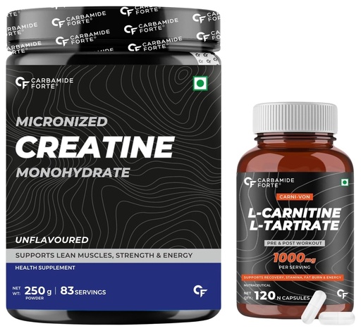 [BRSRAZYRDMAWK2A6] Carbamide Forte L-Carnitine L-Tartrate 1000mg |Pre Workout Supplement & Creatine Monohydrate Supplement for Lean Muscle - Unflavoured 250g