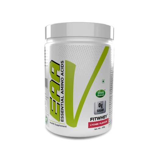 [BRSRMA36B5YBAF3P] EAA (Essential Amino Acids) - BCAA (Leucine,Isoleucine, Valine 2:1:1), For Pre Workout - 62 Servings Lychee Flavor | 500Gm