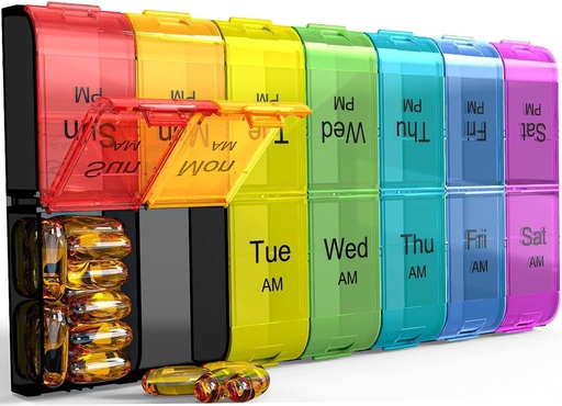 [BRSWYBQ6AUFRSCD2] Colorwing Extra Large Pill Organizer 2 Times a Day, Weekly XL AM PM Pill Case, 7 Day Pill Box Twice a Day, Oversized Daily Medicine Pill Organizer for Vitamin, Big Pill Container, Medication Dispenser