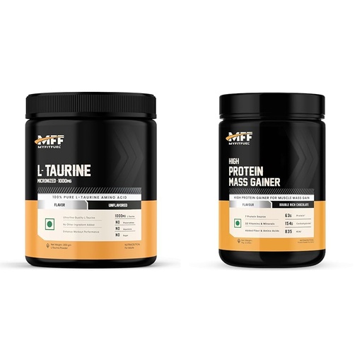 [BRSRYYADDENGOEL3] MyFitFuel L-Taurine (200 gm) Unflavoured | MyFitFuel MFF High Protein Mass Gainer 1 kg (2.2 lbs) Double Rich Chocolate