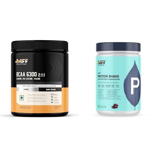 [BRSRYYADCQNRQAL6] MyFitFuel BCAA 6300 2:1:1 (200 gm) Tangy Orange | MyFitFuel Daily Protein Shake, Whey & Casein, 5 Proteins, Calcium, Ashwagandha, Vitamins, 750g, Ch