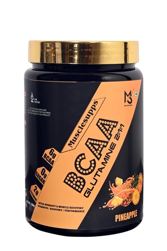[BRSREHAHOIHQED3K] BCAA 2:1:1 with Glutamine – Intra Workout & Muscle Recovery Powder | 6g BCAA, 2g Glutamine, Zero Sugar (330 Grams, Pineapple)