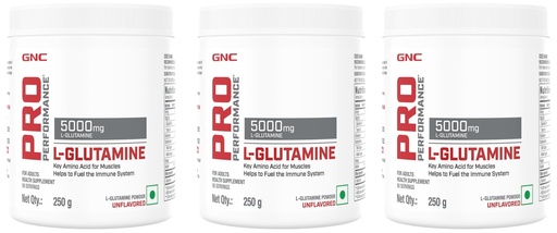 [BRSROEACBB7RYFIZ] GNC Pro Performance L-Glutamine 5000 mg - 50 Servings - 0.55lbs, 250 gm (Unflavored) (Pack of 3)