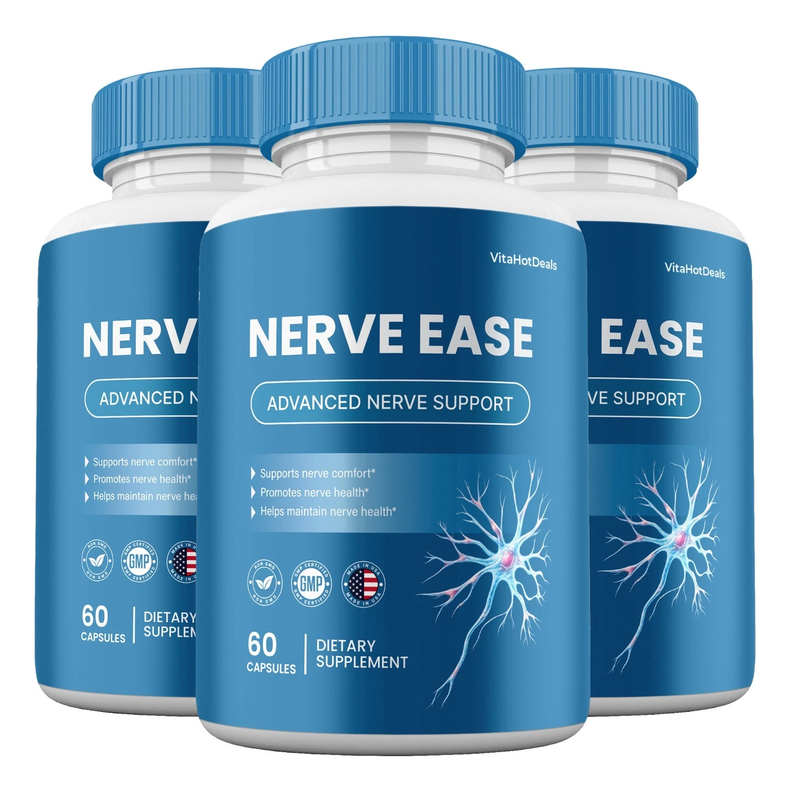 [515F839C] Nerve Ease Capsules, Max strength, NerveEase Natural Supplement (3 pack)