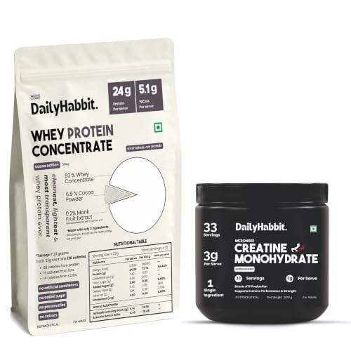 [BRSRYZAKOV6BMEY7] Muscle Stack | Whey Protein 500g + Creatine Monohydrate 3g/Serving | No Artificial Sweeteners | Banned Substance Tested