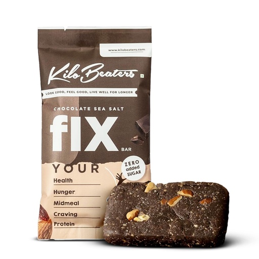 [BRSRAZT4OB7RGCI6] Kilobeaters Chocolate Sea Salt Fix Bar, Sugar Free Protein Bar, No Added Sugar, No Preservatives, No Artificial Flavors, Date Sweetened Energy Bars, (Pack Of 20) X 60 G Each