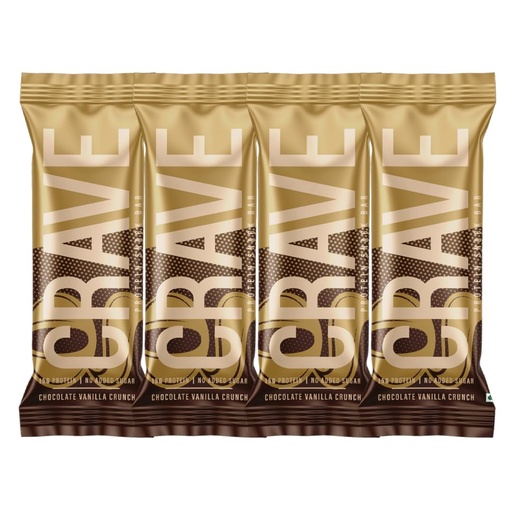 [BRSREZIYC4AWKCDG] Green Protein Crave Plant Protein Bars Chocolate Vanilla Crunch (Pack of 4) | 15g Protein, Zero Added Sugar, High in Fiber | Crunchy Wafer Bar | Decadent Sugar-Free Chocolate, Creamy Nut Butters | Tastes like a Cheat Meal | 100% Vegetarian & Gluten-Free | No Palm Oil | 200g