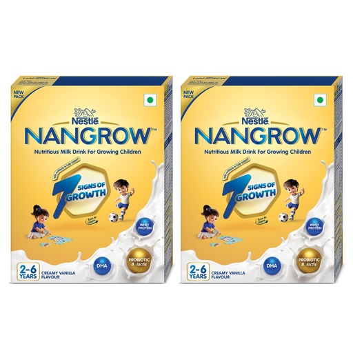 [BRSROGIFB4BQK3DP] Nangrow Nutritious Milk Drink Powder For Growing Children Toddler Aged 2-6 Years | Contains DHA | Rich In Protein & Vital Nutrients | Creamy Vanilla Flavor, 400g, BIB Pack (Pack of 2)