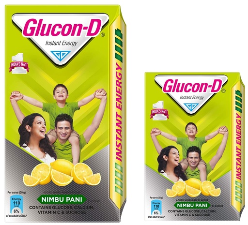 [BRSRM23YDIDQAELO] Glucon-D Instant Energy Health Drink Nimbu Pani - 1kg Refill & Glucose Based Beverage Mix - 450 g Carton (Nimbu Pani)