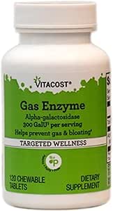 [BRSWIZT7BIBBW3AV] Vitacost Gas Enzyme Alpha-galactosidase - 300 GalU per Serving - 120 Chewable Tablets