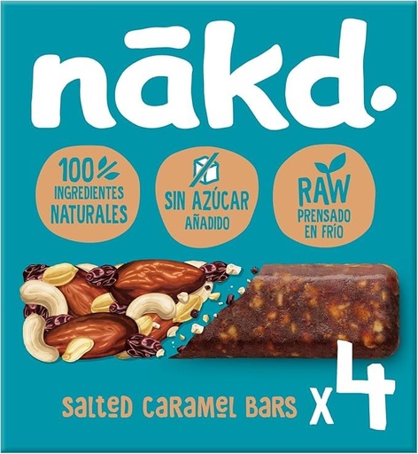 [BRSRAFD6CUPAEAD7] Nakd's Raw Fruit and Nut Bars Salted Caramel, 4 Bars